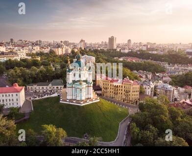St Andrew's Church in Kyiv, Ukraine; the famous sightseeing in Kyiv; iconic place in Kyiv, Ukraine