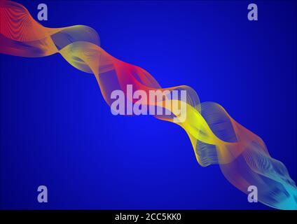 abstract colored waves, abstract waves on blue background