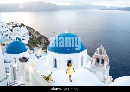 Couple in Santorini Stock Photo