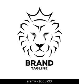 Modern crowned lion logo.Vector illustration. Stock Vector