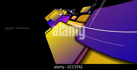 Banner web template distorted squares colorful design perspective on black background with white line on black background. Vector illustration Stock Vector