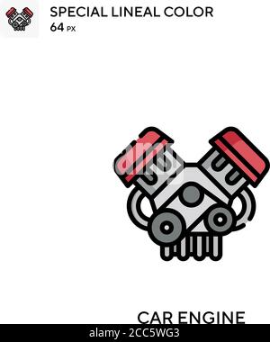 Car engine soecial lineal color vector icon. Illustration symbol design template for web mobile UI element. Stock Vector