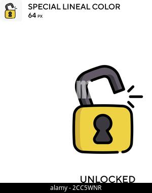 Unlocked soecial lineal color vector icon. Illustration symbol design template for web mobile UI element. Stock Vector