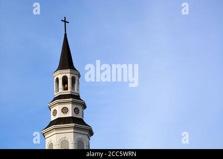 A church bell tower in Raleigh North Carolina. Stock Photo