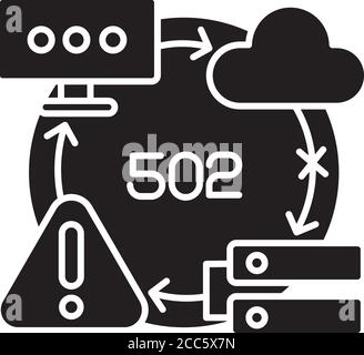 Bad gateway notification black glyph icon Stock Vector