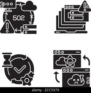 Network notifications black glyph icons set on white space Stock Vector