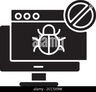 Forbidden website black glyph icon Stock Vector