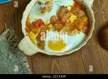 Kavarma po radomirski - Radomir-style kavarma is a regional variation of the traditional Bulgarian dish Stock Photo