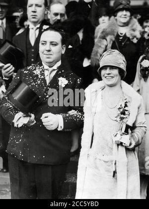 Alfred Hitchcock at his wedding with his bride, Alma, December 2, 1926  File Reference # 34000-250THA Stock Photo