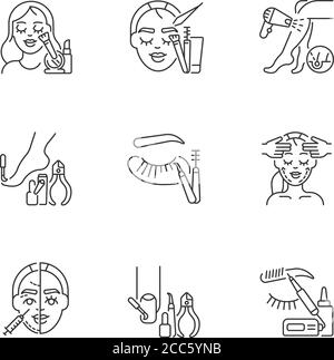 Beauty parlor icons set outline vector. Artist makeup. Beauty bridal ...