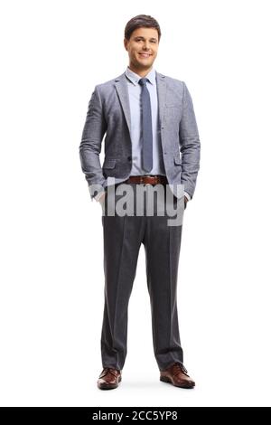 Full length portrait of a young man in corporate wear wearing posing isolated on white background Stock Photo