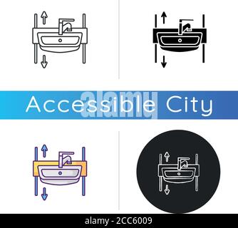 Adjustable height sink icon Stock Vector