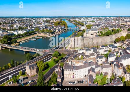 Angers aerial panoramic view. Angers is a city in Loire Valley, western France. Stock Photo