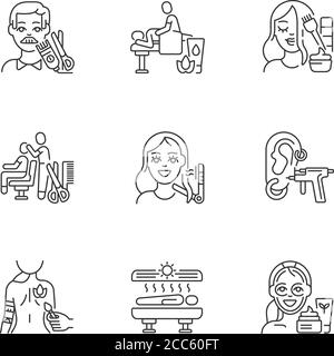 Beauty shop linear icons set Stock Vector