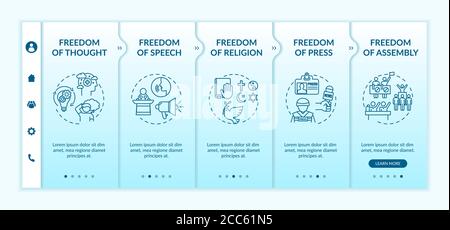 Basic human freedoms onboarding vector template Stock Vector