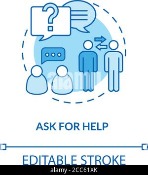 Ask for help turquoise concept icon Stock Vector
