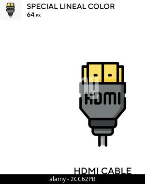Hdmi cable soecial lineal color vector icon. Illustration symbol design template for web mobile UI element. Stock Vector
