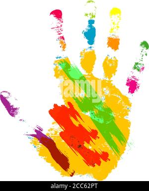hand print with paint strokes, vector illustration Stock Vector