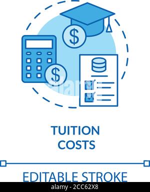 Tuition costs turquoise concept icon Stock Vector