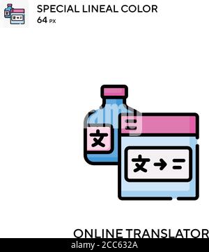 Online translator soecial lineal color vector icon. Illustration symbol design template for web mobile UI element. Stock Vector