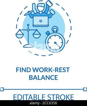 Find work rest balance turquoise concept icon Stock Vector