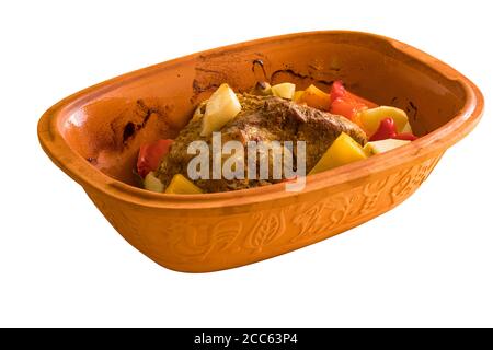 Juicy roast beef baked in a Roman pot