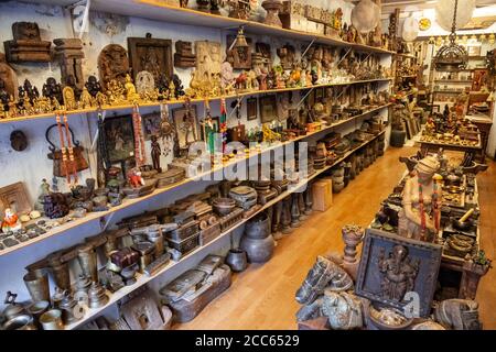 COCHIN, INDIA - MARCH 14, 2012: Souvenir shop at the market street in Fort Kochi in Cochin city, India Stock Photo