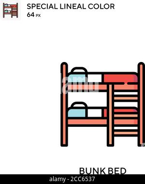 Bunk bed soecial lineal color vector icon. Illustration symbol design template for web mobile UI element. Stock Vector