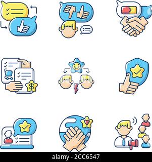 Soft skills RGB color icons set Stock Vector