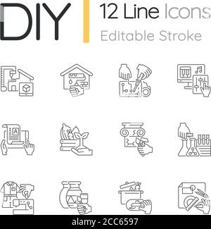 DIY linear icons set Stock Vector