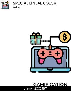 Gamification soecial lineal color vector icon. Illustration symbol design template for web mobile UI element. Stock Vector