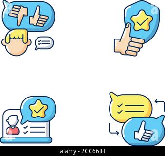 Social communication RGB color icons set Stock Vector