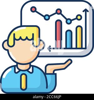 Presentation skills RGB color icon Stock Vector