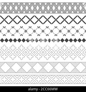 Set of vector geometrical dividers. Borders for the text, invitation cards, various printing editions. Dividing lines in the form of a seamless horizo Stock Vector