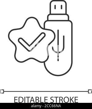 Usb connection check linear icon Stock Vector