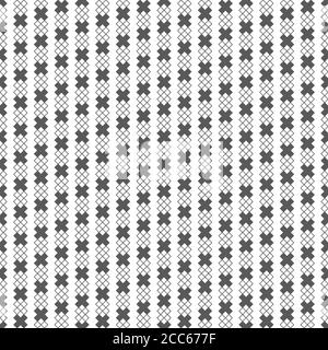 Vector seamless pattern. Modern simple geometrical texture. Regularly repeating vertical strips with rhombuses, diamonds, crosses. Stock Vector