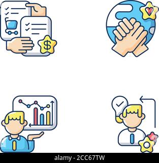 Business skills RGB color icons set Stock Vector