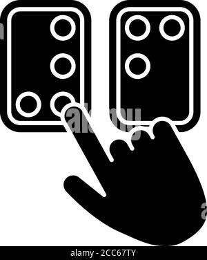 Braille directions black glyph icon Stock Vector