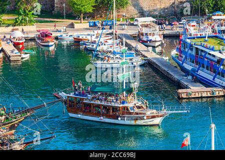 ANTALYA, TURKEY - SEPTEMBER 14, 2014: Port in Antalya old town or Kaleici in Turkey Stock Photo