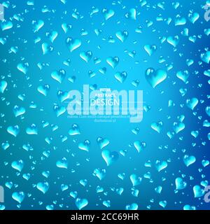 Background from drops in the form of hearts. The place for the text. The summer concept for congratulations, greetings, cards. Vector illustration. Stock Vector