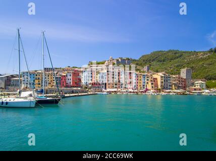 Porto Venere (Italy) - The town on the sea also know as Portovenere, in the Ligurian coast, province of La Spezia; beside villages of Cinque Terre Stock Photo