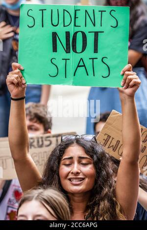 A level students protest in Central London against the government and having their results downgraded due to Covid-19. 10/08/20 Stock Photo