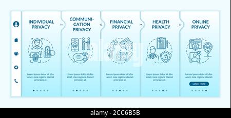 Privacy types onboarding vector template Stock Vector