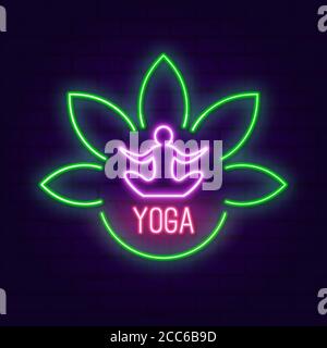 Yoga. A neon sign in a retro style.The shining banner.Vector illustration. Stock Vector