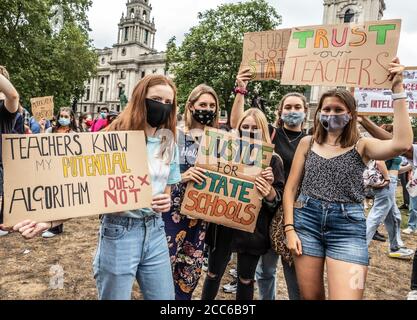 A level students protest in Central London against the government and having their results downgraded due to Covid-19. 10/08/20 Stock Photo