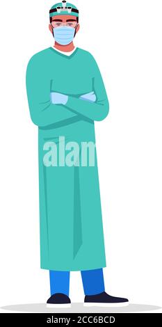 Surgeon semi flat RGB color vector illustration Stock Vector