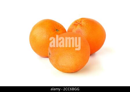 Three oranges isolated on white background Stock Photo