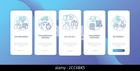 Study organization onboarding mobile app page screen with concepts Stock Vector