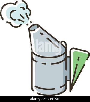 Bee smoker RGB color icon Stock Vector