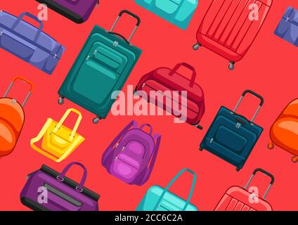 Seamless pattern with travel suitcases and bags. Stock Vector